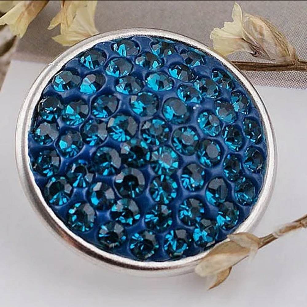 Deep Teal Rhinestones Snap Button